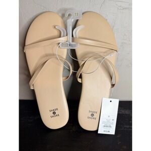 NEW Shade & Shore Women's Indi Beige Faux Leather Slide Sandals, Size 11 New